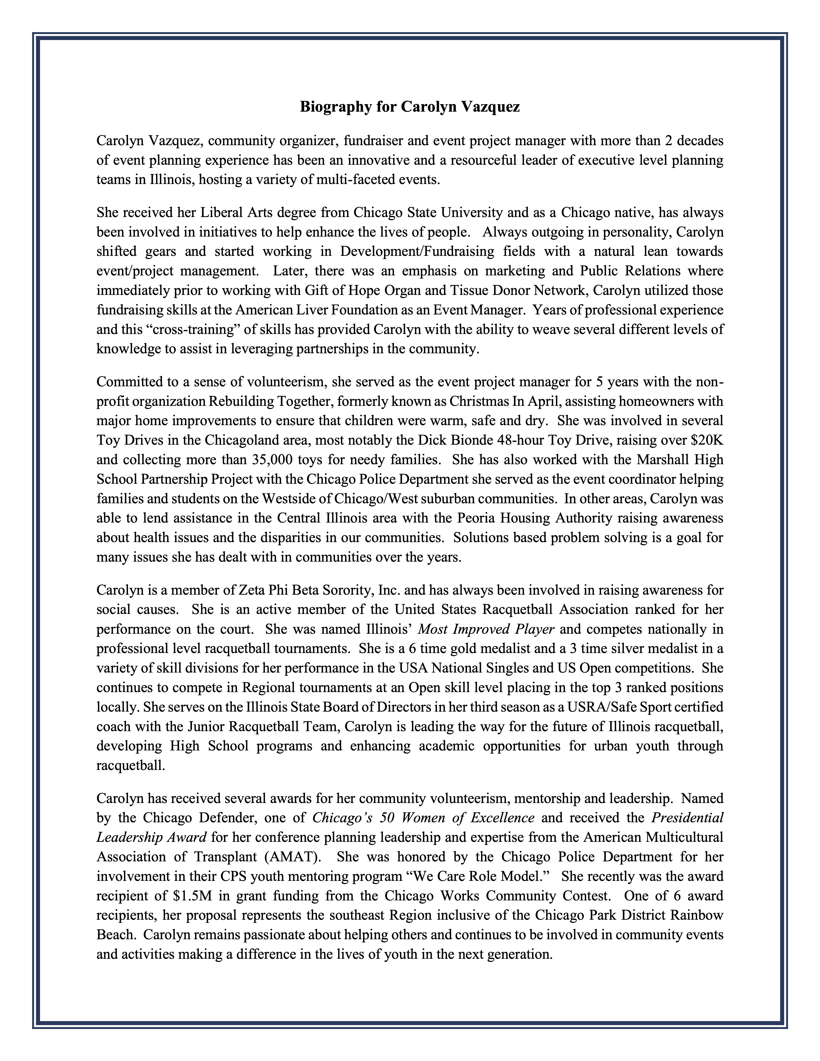 Carolyn Vazquez Bio